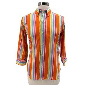 Vintage Ralph Lauren Blue Label Slim Fit Striped Multicolor Striped Shirt 10